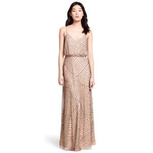 Adrianna Papell Art Deco Blouson Beaded Gown